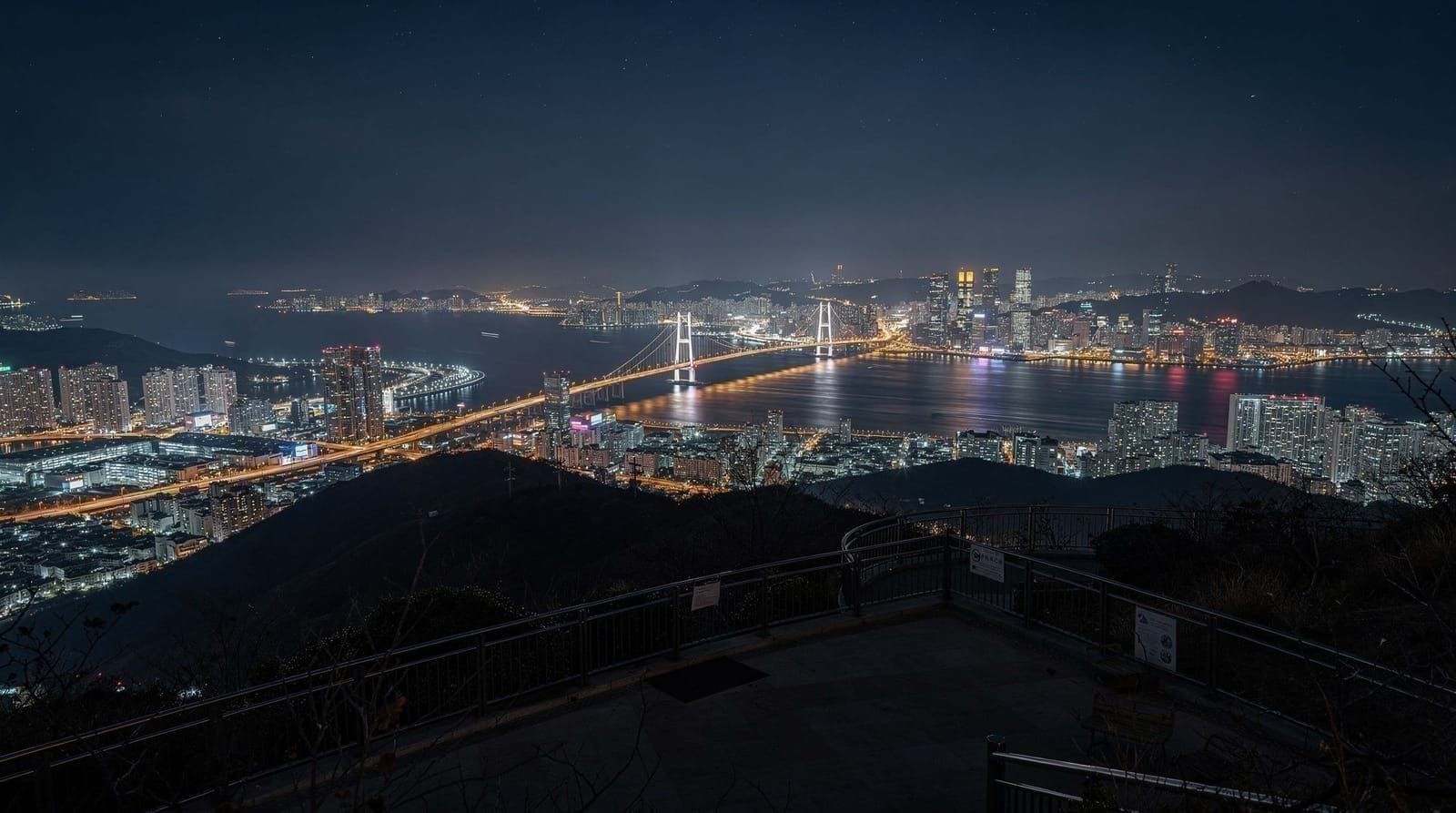 Hwangnyeongsan night view: Busan's city lights from above