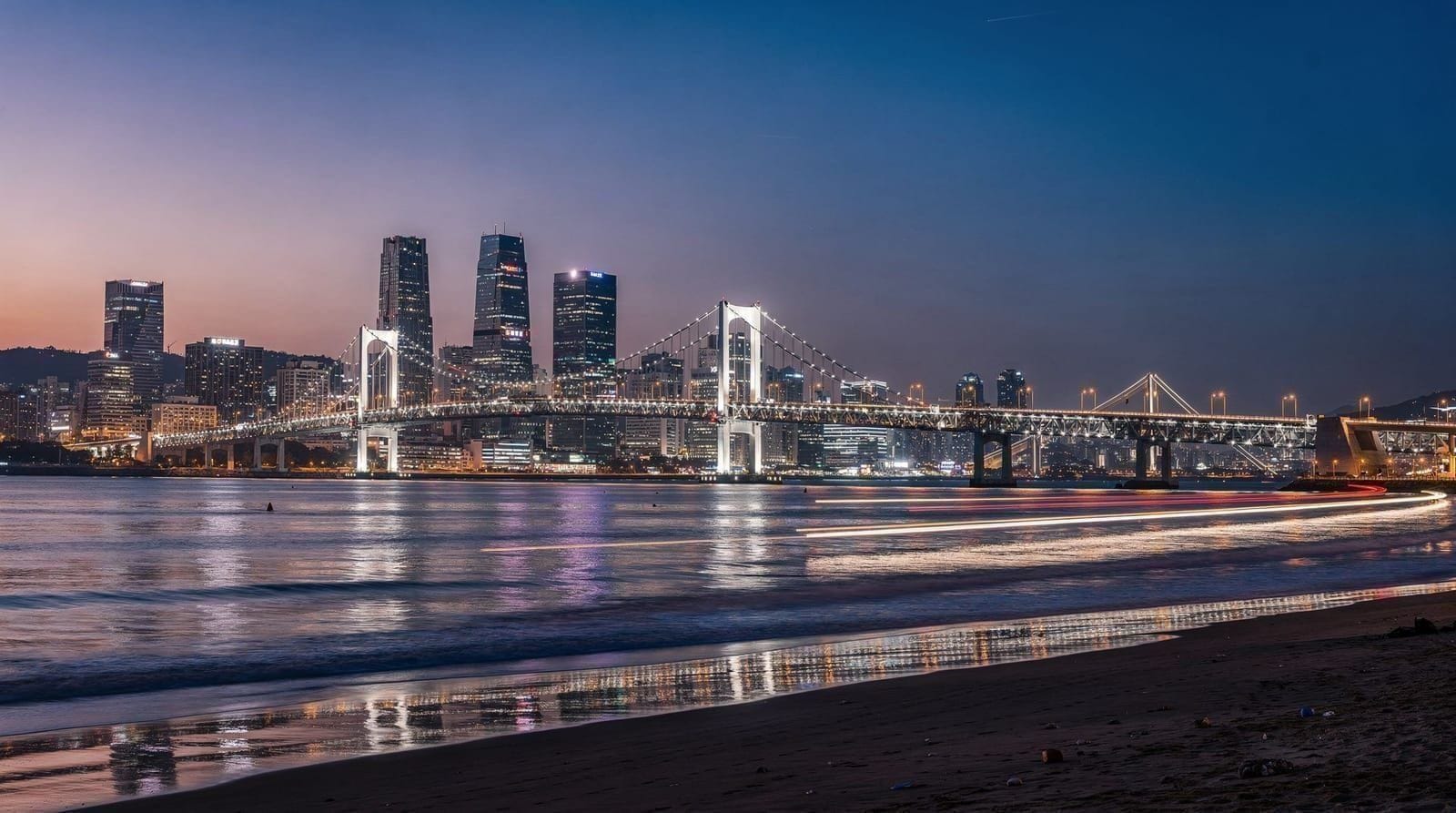 Haeundae beach and Gwangalli coastline, Busan, South Korea